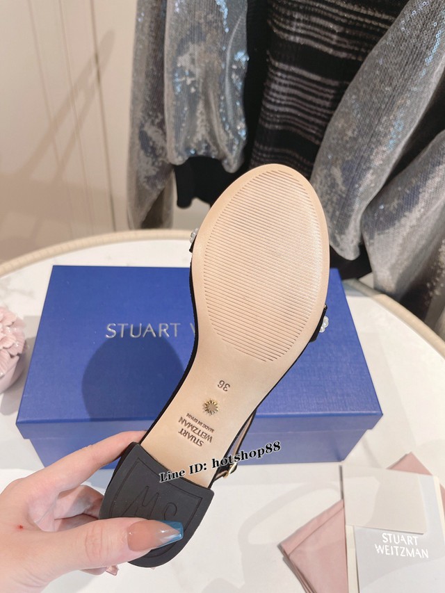 STUART WEITZMAN經典款高跟涼鞋 一字帶珍珠涼鞋 dx3259